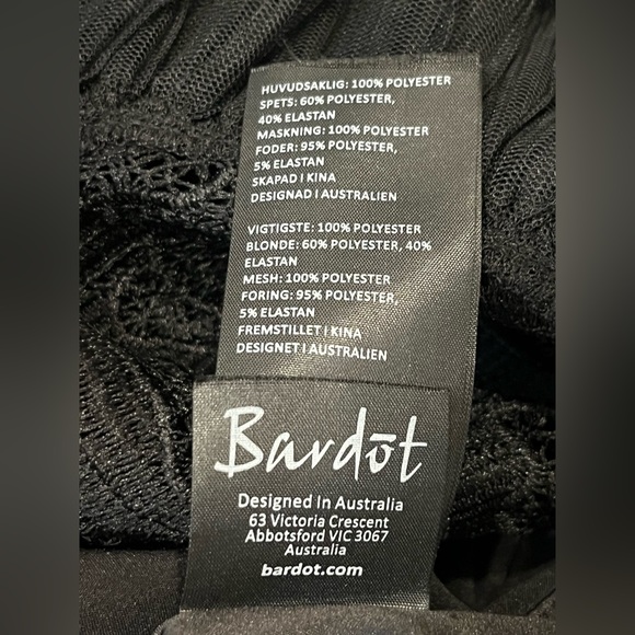 Bardot Ruffle Trim Black Lace Sheath Dress Size 6 - Picture 14 of 14